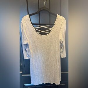 Stylish Gray Women's Tunic with Crisscross Back